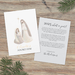 Nativity Watercolor Christmas Card with Letter