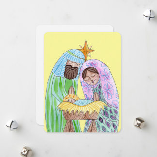 Nativity Watercolor Illustration Christmas Card 
