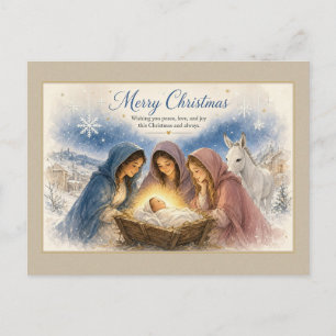 Nativity with Angels and White Horse Postcard