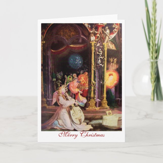 NATIVITY WITH ANGELS - MAGIC OF CHRISTMAS HOLIDAY CARD (Front)