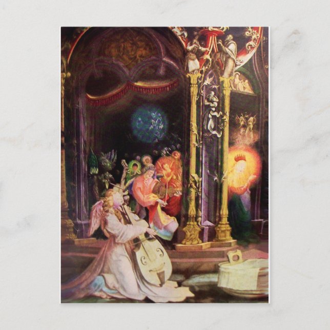 NATIVITY WITH ANGELS - MAGIC OF CHRISTMAS HOLIDAY POSTCARD (Front)