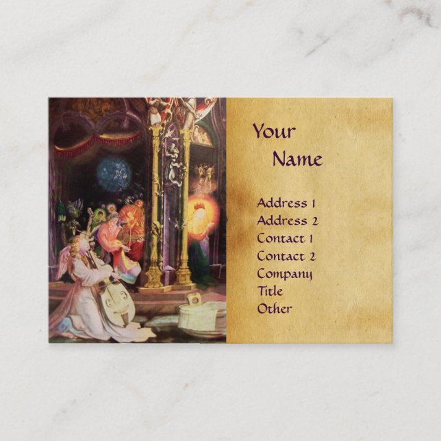 NATIVITY WITH ANGELS _ MAGIC OF CHRISTMAS MONOGRAM BUSINESS CARD (Front)