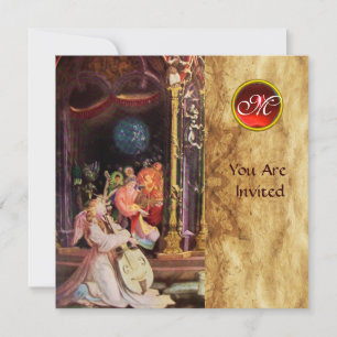 NATIVITY WITH ANGELS - MAGIC OF CHRISTMAS MONOGRAM INVITATION