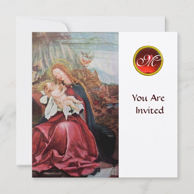 NATIVITY WITH ANGELS - MAGIC OF CHRISTMAS MONOGRAM INVITATION (Front)