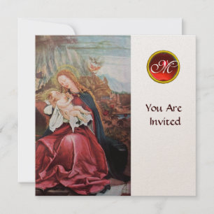 NATIVITY WITH ANGELS - MAGIC OF CHRISTMAS MONOGRAM INVITATION