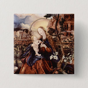 NATIVITY WITH WHITE LILLES - MAGIC OF CHRISTMAS 15 CM SQUARE BADGE