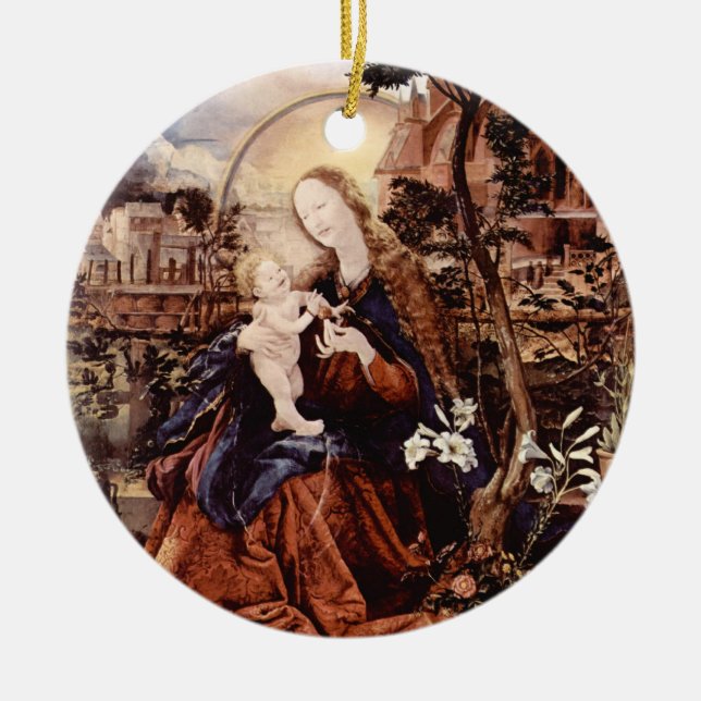 NATIVITY WITH WHITE LILLES - MAGIC OF CHRISTMAS CERAMIC TREE DECORATION (Front)