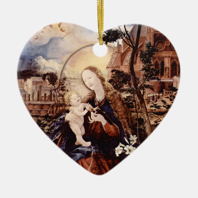 NATIVITY WITH WHITE LILLES - MAGIC OF CHRISTMAS CERAMIC TREE DECORATION (Front)