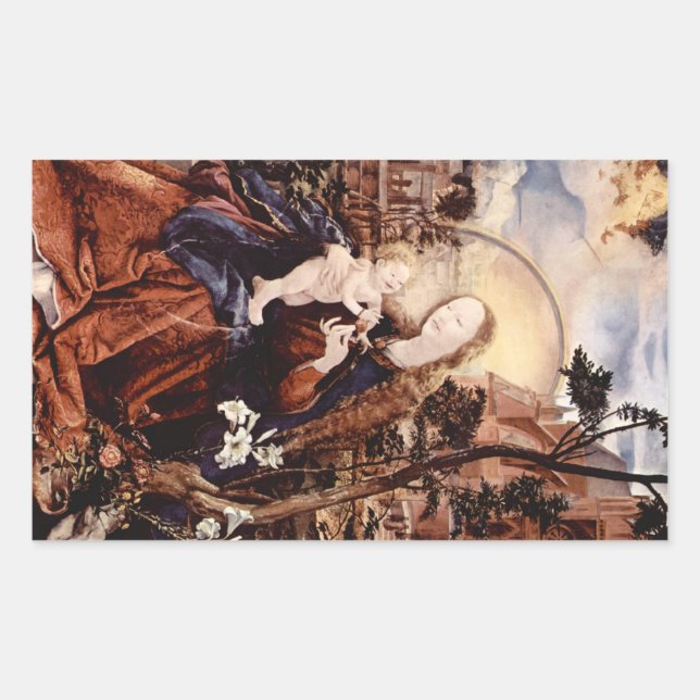 NATIVITY WITH WHITE LILLES - MAGIC OF CHRISTMAS RECTANGULAR STICKER (Front)