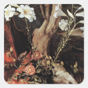 NATIVITY WITH WHITE LILLES - MAGIC OF CHRISTMAS SQUARE STICKER