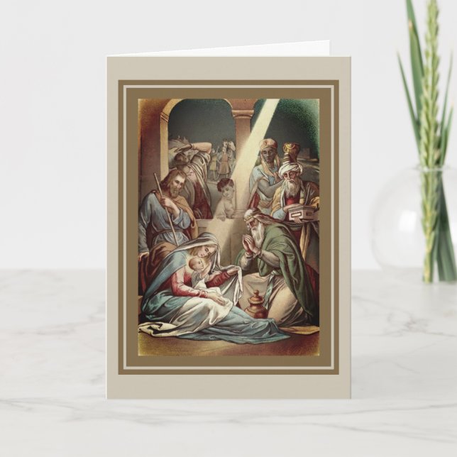 Nativity With Wise Men Holiday Card (Front)