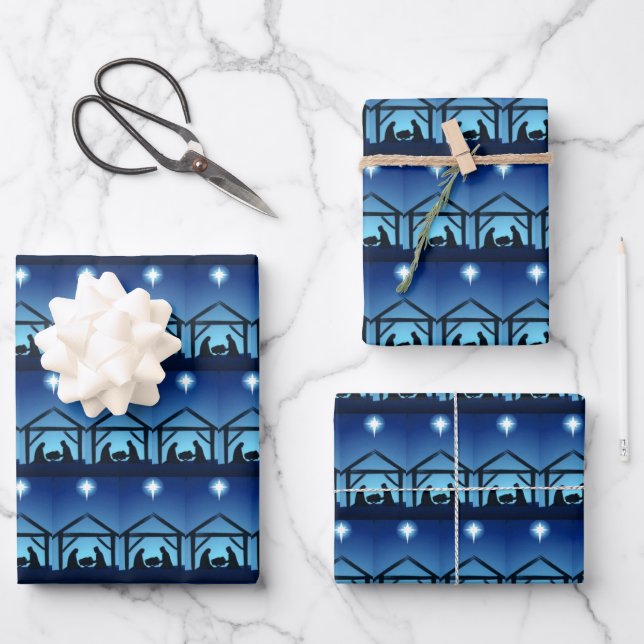 Nativity Wrapping Paper Flat Sheet Set of 3 (Front)