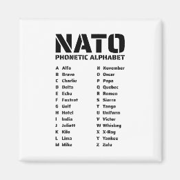 NATO Phonetic Alphabet Alfa Zulu Reference Chart Magnet