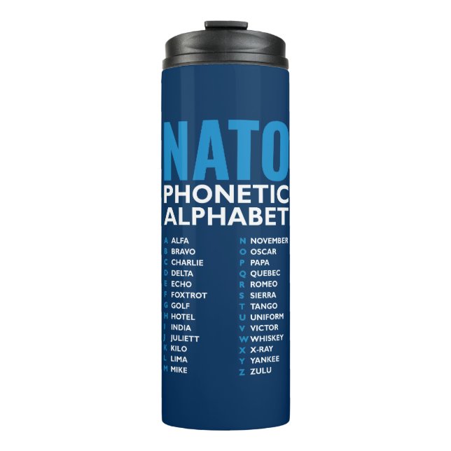 NATO Phonetic Alphabet Alfa-Zulu Table Thermal Tumbler (Front)
