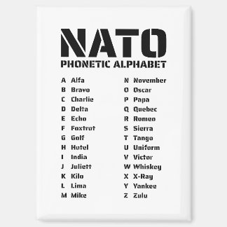 NATO Phonetic Alphabet Chart Magnet