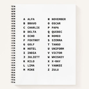 NATO Phonetic Alphabet Chart  Notebook