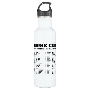 NATO Phonetic Alphabet & Morse Code Black & White 710 Ml Water Bottle
