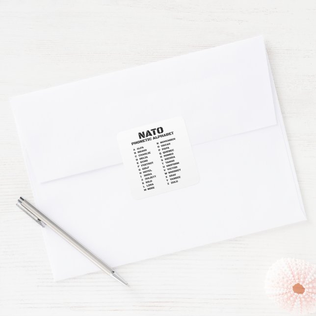 NATO Phonetic Alphabet Square Sticker (Envelope)