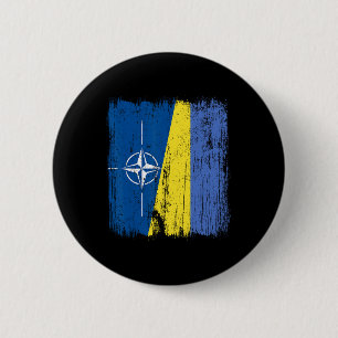 Nato Ukraine Half Flag Otan Ukrainian Heritage  6 Cm Round Badge