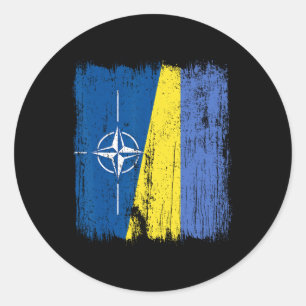 Nato Ukraine Half Flag Otan Ukrainian Heritage Classic Round Sticker
