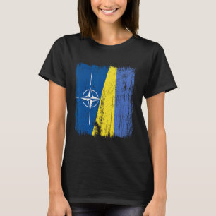 Nato Ukraine Half Flag Otan Ukrainian Heritage  T-Shirt