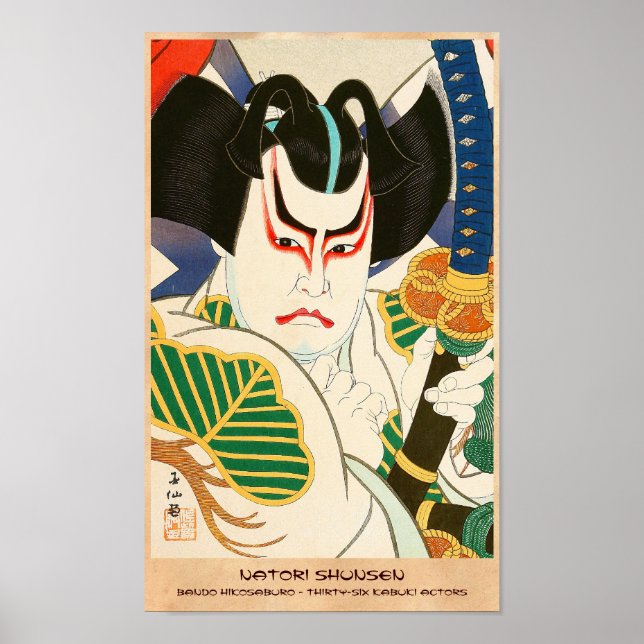 Natori Shunsen Bando Hikosaburo Thirty-six Kabuki Poster (Front)