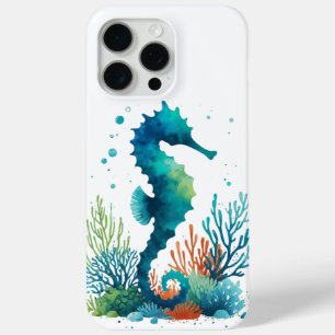 natuical/beach/coastal seahorse art iPhone 15 pro max case
