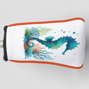 natuical/beach/coastal seahorse art golf head cover