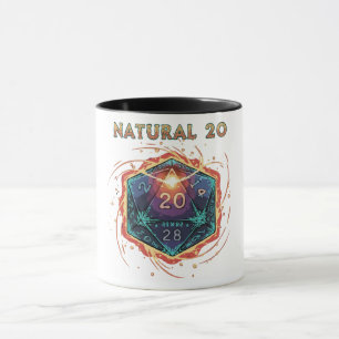 Natural 20 Flaming D20 Dice Epic D&D Critical Mug