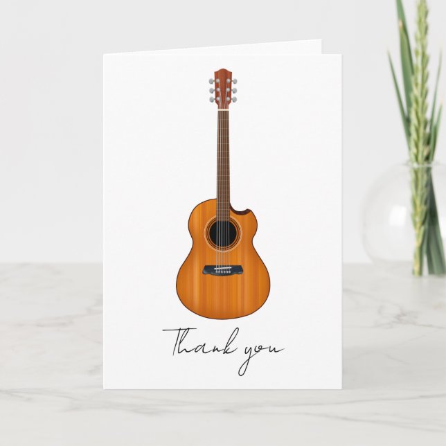 Natural Acoustic Guitar Folded Thank You Card (Front)