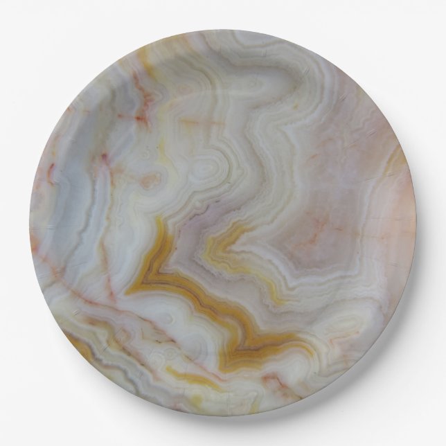 Natural Agate Stone, Authentic Colors and Design Paper Plate (Front)