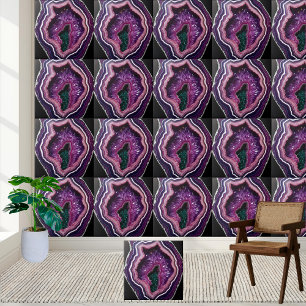 Natural Amethyst Geode Tile with Green Center