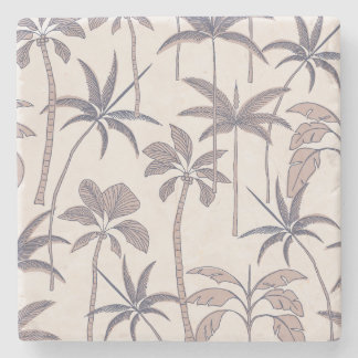 Natural Anchor: Botanical Palm Absorbent Earthy Stone Coaster