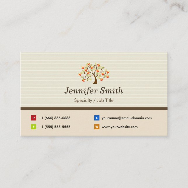 Natural and Elegant Swirl Love Tree Business Card (Front)