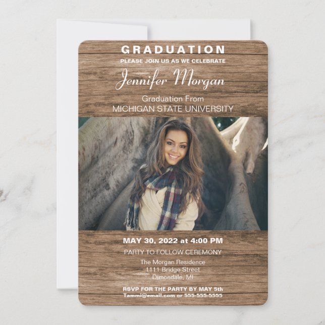 Natural and Stylish Photo Graduation Invitation (Front)