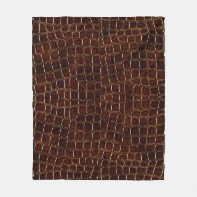 Natural background of lacquered brown crocodile le fleece blanket (Front)