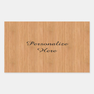Natural Bamboo Wood Grain Look Rectangular Sticker
