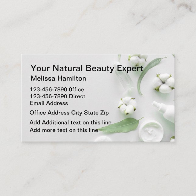 Natural Beauty Cosmetics Dermatology Business Card (Front)