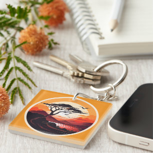 Natural Beauty Keychain - Tree & Lake Landscape