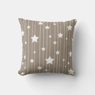 Natural beige and white star garland stripes cushion