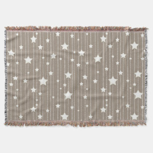 Natural beige and white stars garland throw blanket