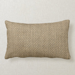Natural Beige Burlap Lumbar Cushion