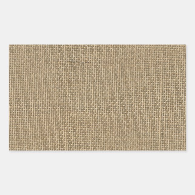 Natural Beige Burlap Rectangular Sticker (Front)