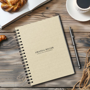 Natural Beige Linen Fabric With Grey Typography 3 Planner