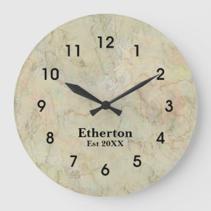 Natural Beige Marble Pattern Acrylic Large Clock