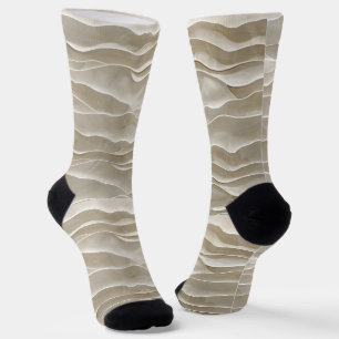 Natural Beige Wave art Socks