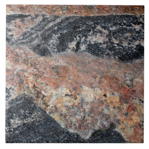 Natural Black and Peach Rock Texture Pattern Photo Ceramic Tile