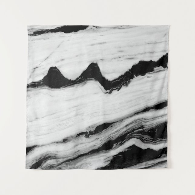 natural black and white marble texture, luxurious  tapestry (Front)