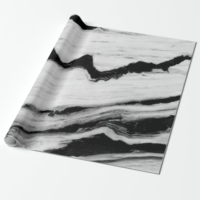 natural black and white marble texture, luxurious  wrapping paper (Unrolled)