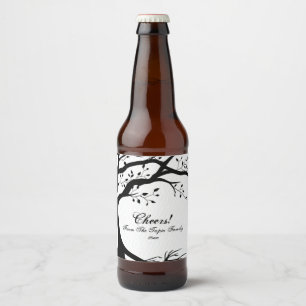 Natural, Black and White Tree Beer Bottle Label